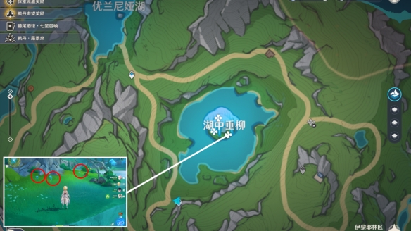 《原神》湖光铃兰分布图 4.2湖光铃兰采集路线