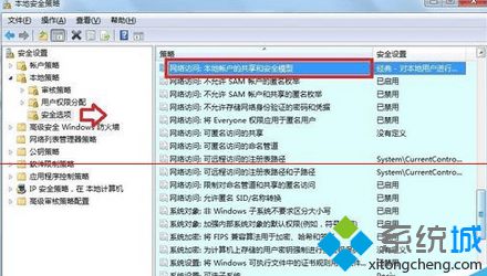 找到“网络访问:本地帐户的共享和安全模式” 找到“网络访问:本地帐户的共享和安全模式”
