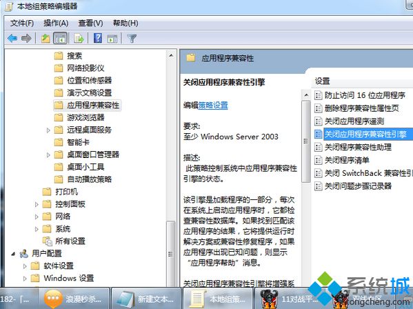 点击“应用程序兼容性”